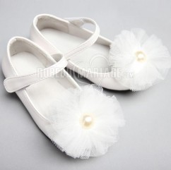Princesse fleurs chaussures de fille pour mariage satin 