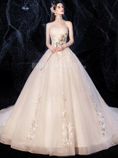 Robe de mariée élégante robe bustier ornée d'appliques sans manches pas cher