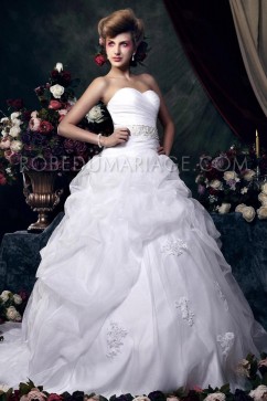 Classique robe de mariée juep ample organza bustier décolletée en coeur