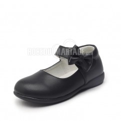 Chaussures de petite et grande fille Empaigne en cuir noir à prix mini