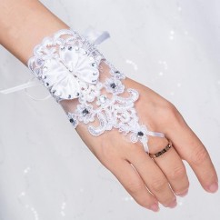 Gants de mariée avec nœud-papillon en couleur blanche