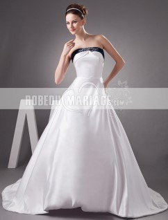 Bicolore robe de mariée bustier pailletée sans bretelle robe pas chère