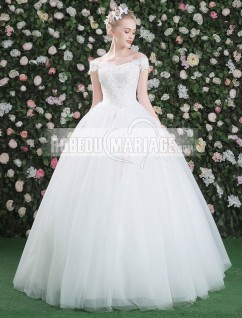 Robe de mariée princesse 2018 robe décorée avec dentelle 