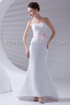Robe de mariage simple dentelle perles robe de mariée sur mesure satin ceinture