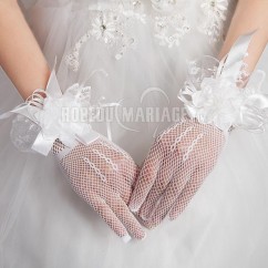 Gants de mariée en tulle élastique avec fleurs