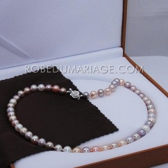 Bijoux mariage soirée 43 cm en perles de culture d'eau douce prèsque rondes 8-9mm 