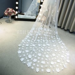 3 mètres voile de mariée 2017 ornée d'ornements en forme de pétales