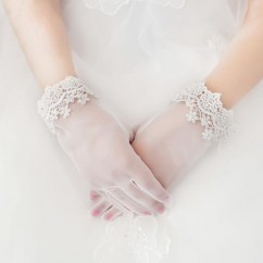 Gants de mariée en tulle décorée d'appliques