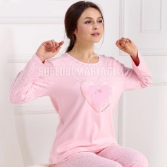 Cœur magnifique pyjama d'hiver pas cher pour femme en coton 