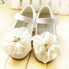 Fleur satin chaussures de fille pour mariage amiable