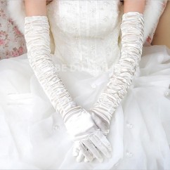 Gants de mariée longs drapés satin