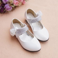 Simple fleur appliques satin chaussures de mariée pour fille