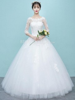 Col rond robe de mariée princesse simple robe de mariage à la main pas cher