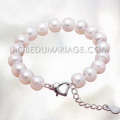 Bracelet de perles surbaissées de culture d'eau douce blanches élégant bijoux soirée 