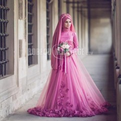 Robe de mariée musulmane sur mesure à la main Laçage dans le dos