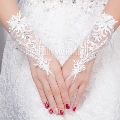 Gants de mariée en dentelle ornée de strss Gants avec lacet