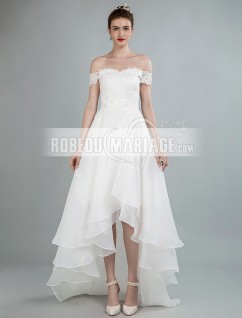 Nouveauté robe de mariée robe asymétrique A-linge épaule dégagée