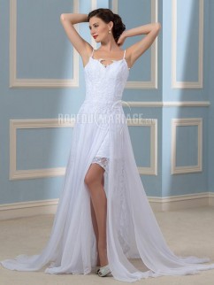 Asymétrique robe de mariée plage avec un col en cœur robe de mariée dos nu