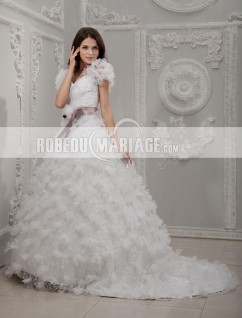 Romantique robe de mariée fleurs robe de mariage princesse ceinture tulle