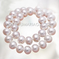 Rondes blanches collier de perles de culture d eau douce bijoux soirée mariage 