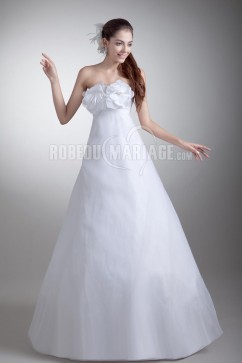 Simple robe de mariée A-ligne avec fleur en organza