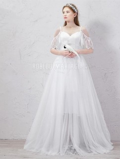 Bretelle fine robe de mariée civile jupe amovible pas cher