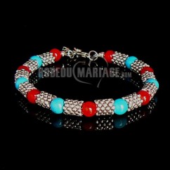 Perles milti-couleur bracelet tibétain silver ethnique