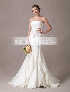 Robe de mariée fourreau simple robe à la main sans bretelles