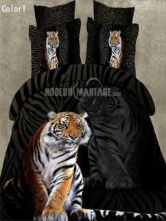Linge de lit 3D en tigre et léopard pas cher