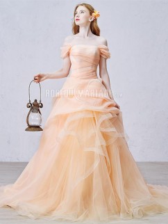 Simple robe de mariée en couleur en satin organza pas cher