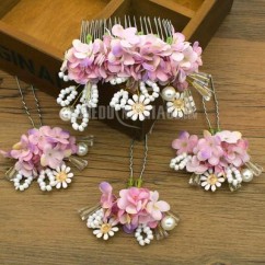 Coiffe de mariée fleurs avec peigne trois couleurs à choix
