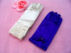 Paire de gants satin couleur blanche/ bleu
