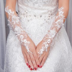 Longs gants avec lacet Gants de mariée ornés de perles 