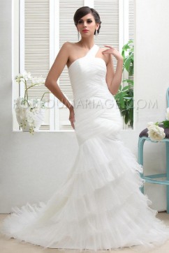 Moderne robe de mariée magnifique froncée tressée tulle sirène 