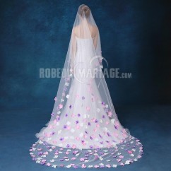 Voile pour mariée 2017 ornée de pétales colorés avec une longueur environ de 175cm