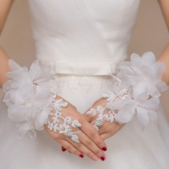 Blanc gants de mariée décoré de stras avec longueur environ 18cm