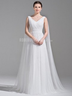 Robe de mariée élégante avec un col en V robe de mariée simple 