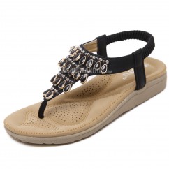 Sandale bohémien à talon petit décorée des stras Chaussures femme en solde