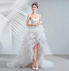 Robe de mariée bustier de longueur asymétrique sexy et moderne Robe de mariage civil dos nu col en cœur avec traîne nouveauté 2020