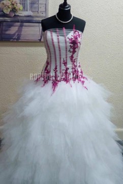 Photo réelle robe de mariée colorée sur mesure en satin et en tulle