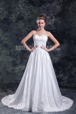Bretelle fine robe de mariage classique robe pas cher satin 