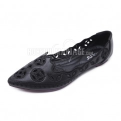 Chaussures pointues à prix mini Escarpin à talon plat confortable 2 couleurs à choisir 