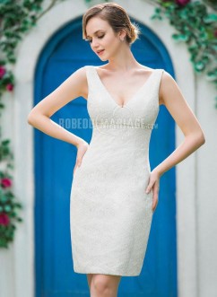 Magnifique robe de mariée civile courte en dentelle pas cher