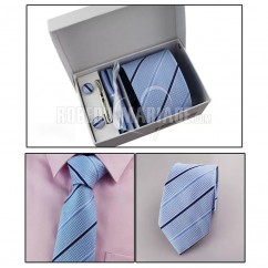 Cravate,Pochette,Pinces à cravate et 2 Boutons,Cinq-pièces,