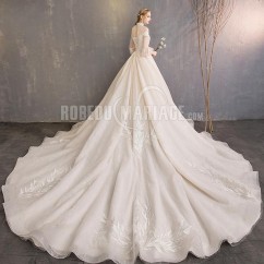 Robe de mariage A-ligne manches longues robe col haut/montant pas cher