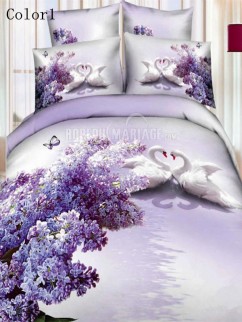 Romantique 3D linge de lit décoré avec les  cygnes pas cher