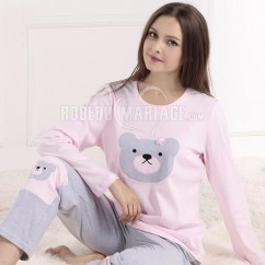 Ours manches longue pyjama en coton pour femme confortable 