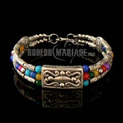 Perles bracelet tibétain jolie milti-couleur argent tibétain
