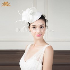 Chapeau bibi décoré de plume en forme de fleur Chapeau de cérémonie pour femme