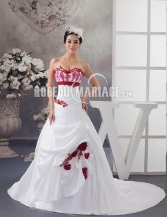 Fleur robe de mariée en couleur col en coeur sans bretelle en satin 
